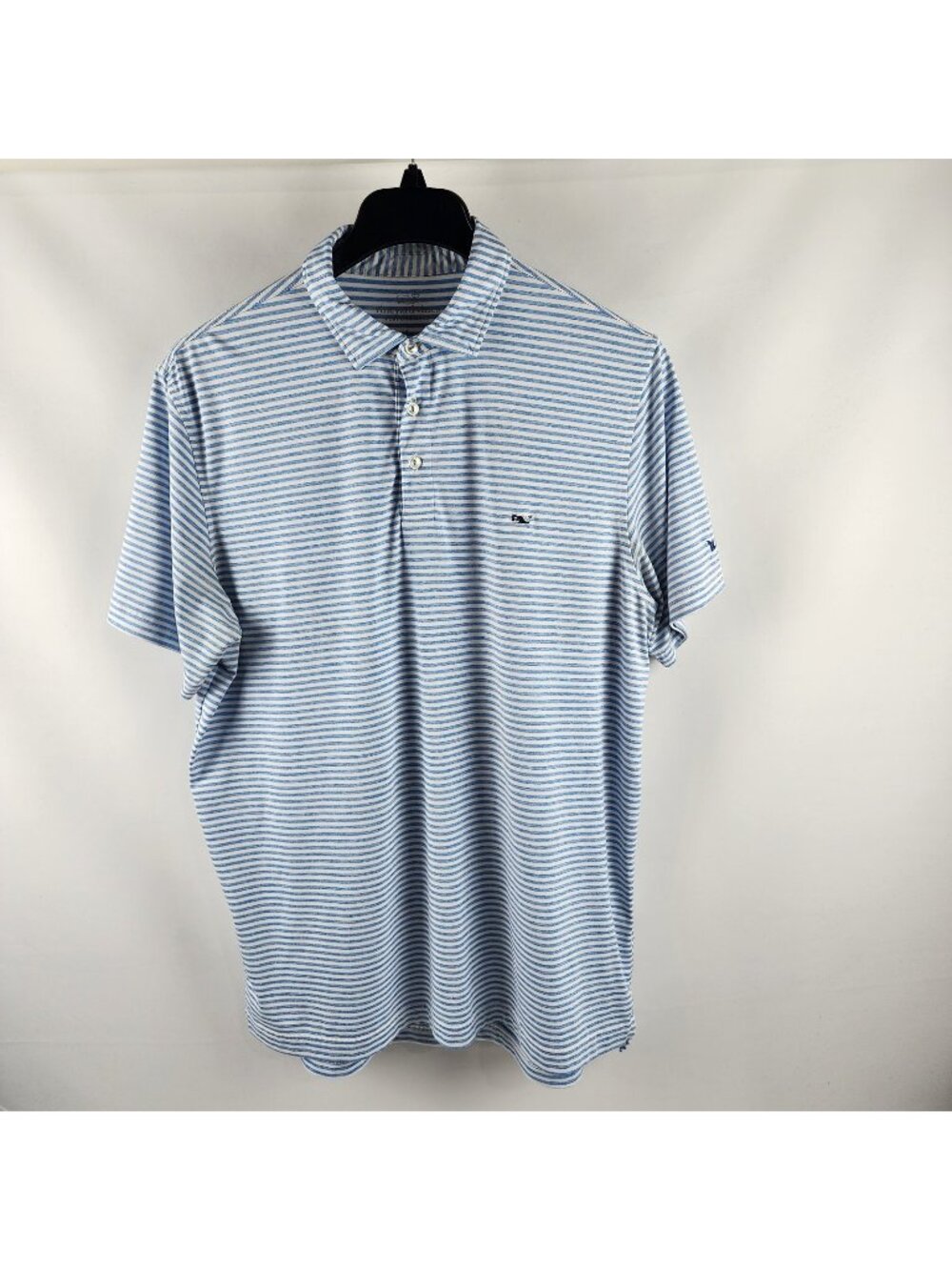 Vineyard Vines Shirt Mens Large Blue White Winstead Stripe Sankaty Polo Arm Logo